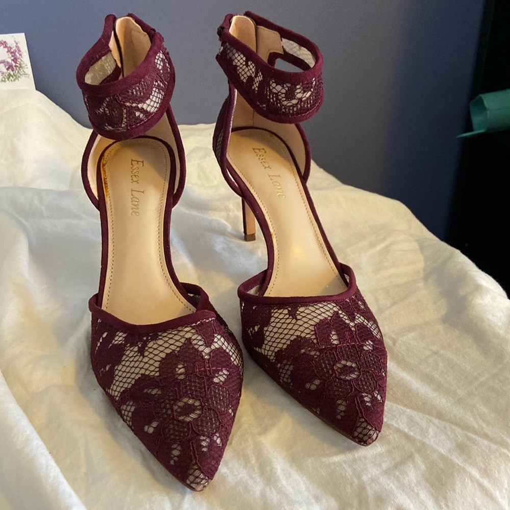 Burgundy laced heels